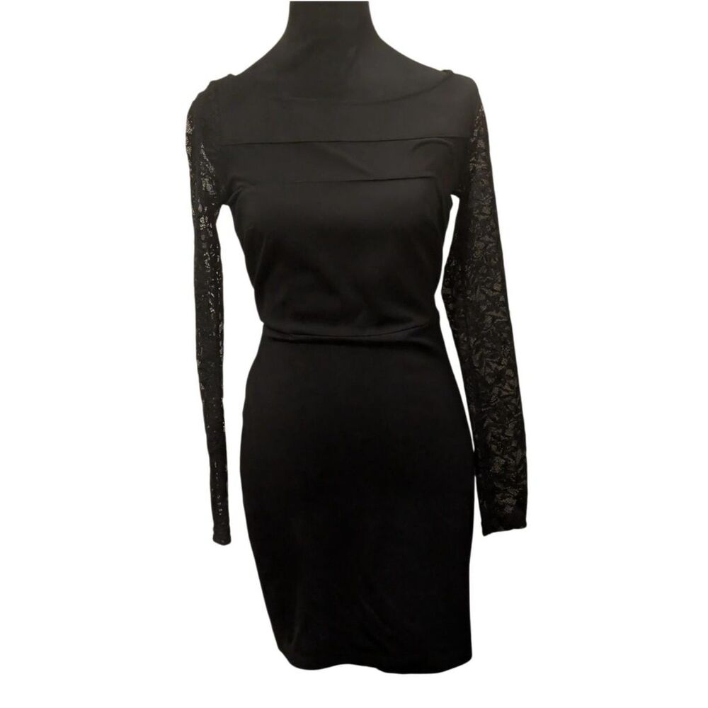 BB Dakota Romantic Goth Dark Coquette Lace Sleeve Bodycon Mini Dress, Size Small